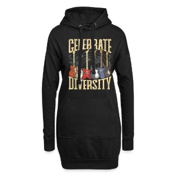 Gitarrist Gitarrenspieler Celebrate Diversity - Hoodie-Kleid - Schwarz - Vorne