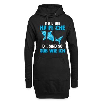 Fische Haifisch - Hoodie-Kleid - Schwarz - Vorne