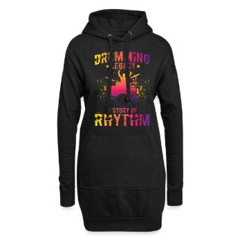 Drums Schlagzeuger Schlagzeugspieler Drummer - Hoodie-Kleid - Schwarz - Vorne