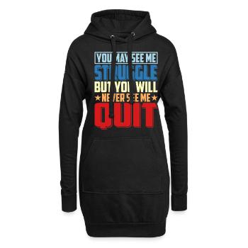 Tu me vois lutter Tu ne me verras jamais abandonner 3 - Sweat-shirt à capuche long Femme - noir - Devant