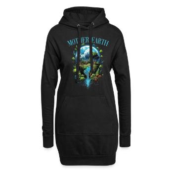 Respektier Muttererde Unseren Planeten Natur - Hoodie-Kleid - Schwarz - Vorne