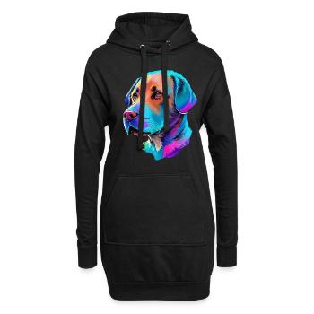 Farbenfrohe Labrador Hund Illustration Hundeliebe - Hoodie-Kleid - Schwarz - Vorne