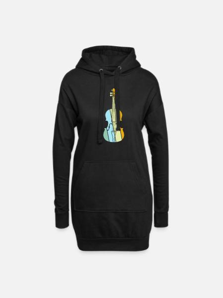 Geige Retro - Hoodie-Kleid - Schwarz