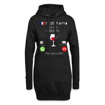 Le Vin M appelle Faut que j y aille - Sweat-shirt à capuche long Femme - noir - Devant