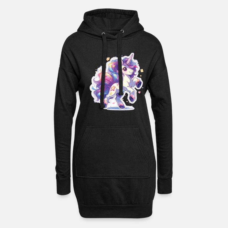 Süßes Einhorn Unicorns Einhörner - Hoodie-Kleid - Schwarz