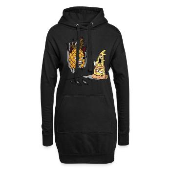 Hier ist die Ananas - Hoodie-Kleid - Schwarz - Vorne