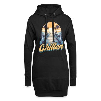 Auszeit Urlaub Hängematte Strand - Hoodie-Kleid - Schwarz - Vorne