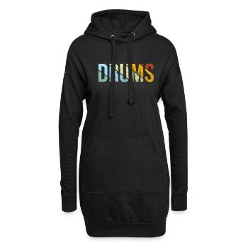 Drums Retro - Hoodie-Kleid - Schwarz - Vorne