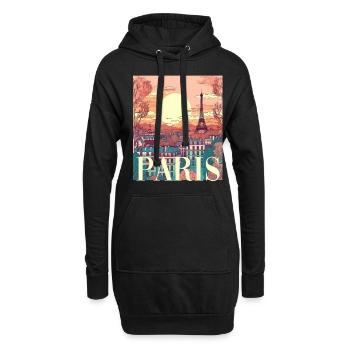 Paris Eiffelturm Bonjour Souvenirs - Hoodie-Kleid - Schwarz - Vorne