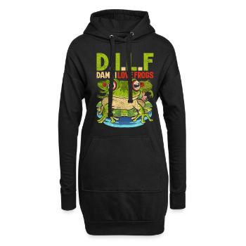 Rainette aux yeux rouges j’aime les grenouilles - Sweat-shirt à capuche long Femme - noir - Devant