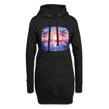 Flamingos Flamingo Party Flamingo Palmen - Hoodie-Kleid - Schwarz - Vorne