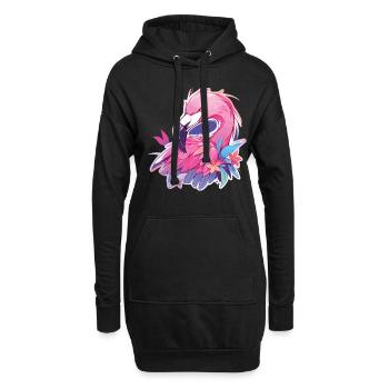 Flamingo Party Neon Flamingo Flamingos - Hoodie-Kleid - Schwarz - Vorne