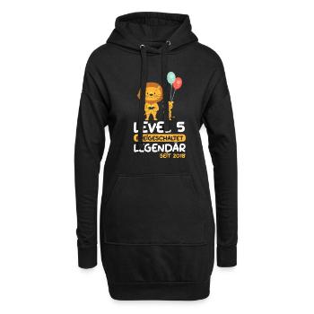 Level 5 Jahre Geburtstagsshirt Löwe Gamer - Hoodie-Kleid - Schwarz - Vorne
