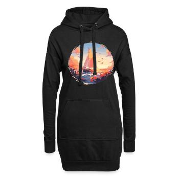 Voilier Voilier Coucher de soleil Voile - Sweat-shirt à capuche long Femme - noir - Devant