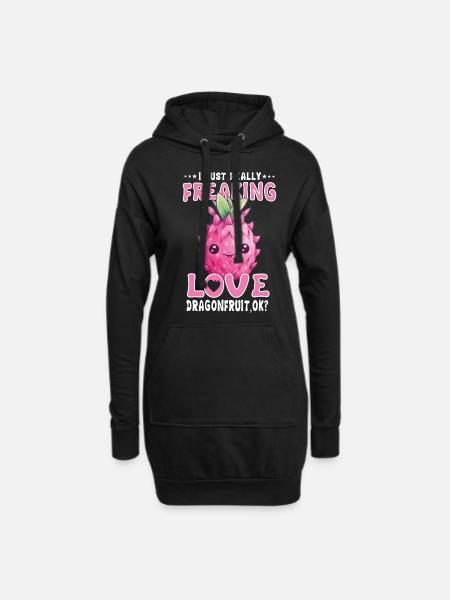 Fruit du dragon Kawaii - Sweat-shirt à capuche long Femme - noir