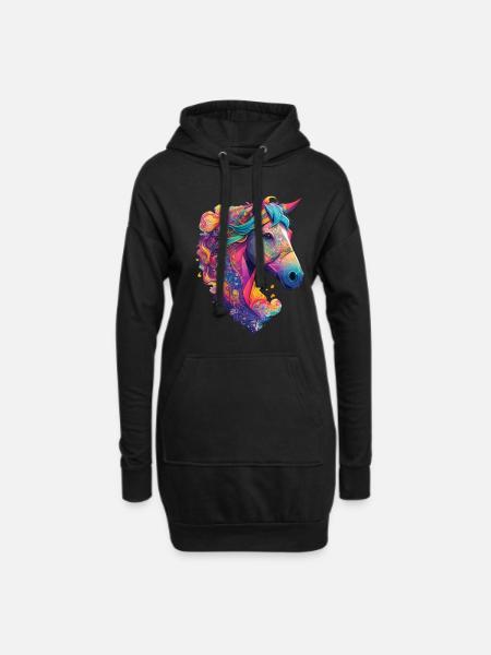 Pferd Pony Reiter Design Horse Pferde Dressur - Hoodie-Kleid - Schwarz