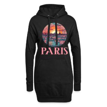 Paris Eiffelturm Bonjour Souvenirs - Hoodie-Kleid - Schwarz - Vorne