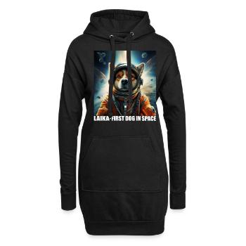 Hund im Weltraum LAIKA Raumfahrt Astronaut - Hoodie-Kleid - Schwarz - Vorne