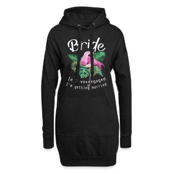 Mariée amoureuse de flamants roses, fiancée je me marie - Sweat-shirt à capuche long Femme - noir - Devant