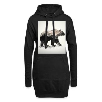 Ours majestueux dans les montagnes sur fond blanc - Sweat-shirt à capuche long Femme - noir - Devant