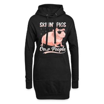 Cochon d’Inde sans poils Cochon maigre - Sweat-shirt à capuche long Femme - noir - Devant