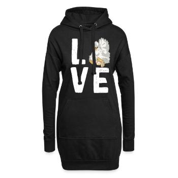 LOVE Poulet en soie Poulets Lettrage Poulets en soie - Sweat-shirt à capuche long Femme - noir - Devant