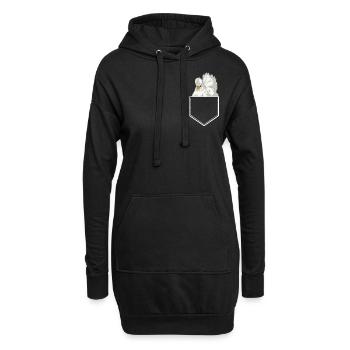 Poulet en soie dans la poitrine Poche Poulet Sac de poulet - Sweat-shirt à capuche long Femme - noir - Devant