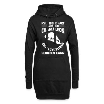 Ich arbeite hart damit mein Chamäleon - Hoodie-Kleid - Schwarz - Vorne