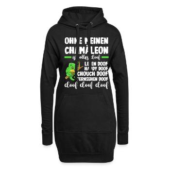 Ohne meinen Chamäleon ist alles doof - Hoodie-Kleid - Schwarz - Vorne