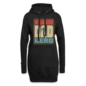 Ehemann Papa Held Retro - Hoodie-Kleid - Schwarz - Vorne