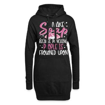 Fabrication de savon, savonnier, savonologue - Sweat-shirt à capuche long Femme - noir - Devant