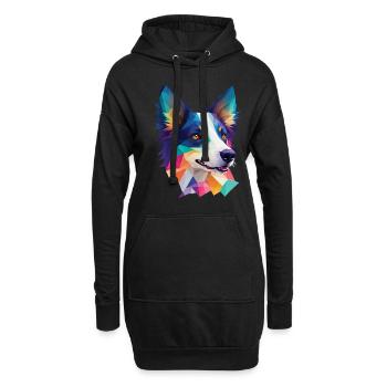 Border Collie Hund Hunderasse Collie Hunde Design - Hoodie-Kleid - Schwarz - Vorne