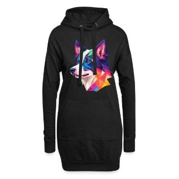 Border Collie Polygonen Hunde Kunst Collie Hund - Hoodie-Kleid - Schwarz - Vorne