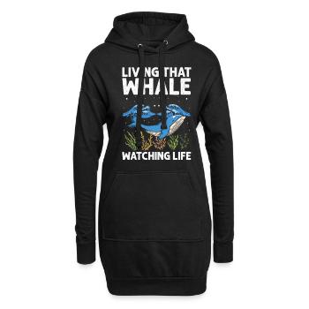 Orca Beobachtung für Buckelwale und Meerwale - Hoodie-Kleid - Schwarz - Vorne