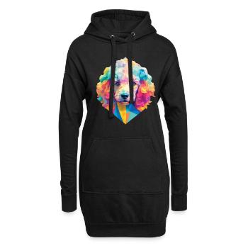 Caniche Chien Polygone Chiens Design Caniche Animaux de compagnie - Sweat-shirt à capuche long Femme - noir - Devant