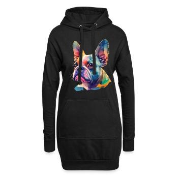 Chien bouledogue français drôle de chiens Art - Sweat-shirt à capuche long Femme - noir - Devant