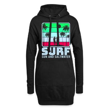 Surf, kitesurf, wakeboard, beach surfers - Sweat-shirt à capuche long Femme - noir - Devant