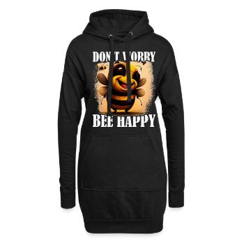Don't Worry Bee Happy 44 - Hoodie-Kleid - Schwarz - Vorne