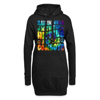 Teinture de cravate paix - Sweat-shirt à capuche long Femme - noir - Devant