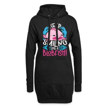Blobfisch garde le sourire comme un blobfish - Sweat-shirt à capuche long Femme - noir - Devant