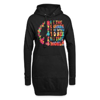 Hippie Floral Rétro Paix Gentillesse - Sweat-shirt à capuche long Femme - noir - Devant