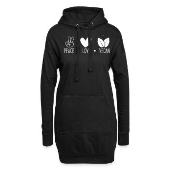 Veganer Peace Love Vegan - Sweat-shirt à capuche long Femme - noir - Devant