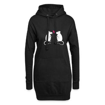 Ratte Paar Ratte Liebhaber Ratte Paar Liebe Ratte - Hoodie-Kleid - Schwarz - Vorne