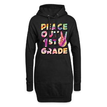 Peace Out 1. Klasse Letzter Schultag - Hoodie-Kleid - Schwarz - Vorne