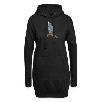 Motif de perroquet gris I pour porte-oiseau - Sweat-shirt à capuche long Femme - noir - Devant