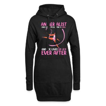 Luftseide - Hoodie-Kleid - Schwarz - Vorne