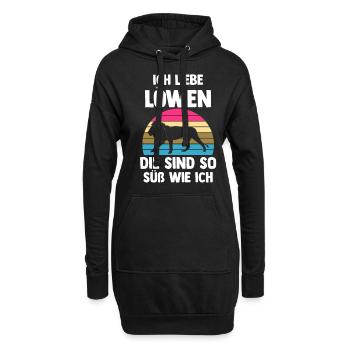 Löwe Löwen - Hoodie-Kleid - Schwarz - Vorne