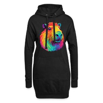 Capybara Low Rainbow Design - Hoodie-Kleid - Schwarz - Vorne