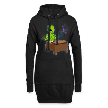 Pianiste extraterrestre - Sweat-shirt à capuche long Femme - noir - Devant