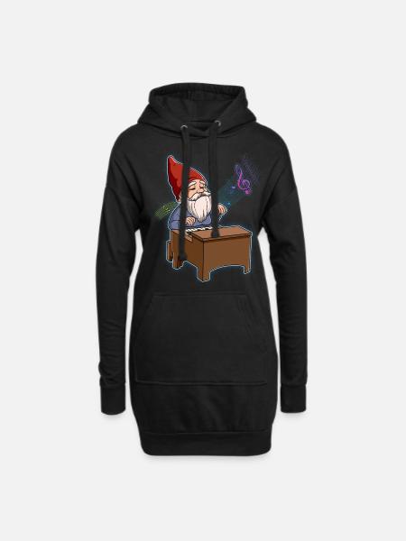Gnom Klavierspieler - Hoodie-Kleid - Schwarz